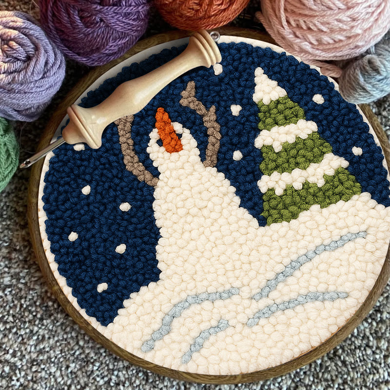 Christmas Snowman And Tree Punch Needle Kit - Handmade Needle Craft | Festival Decoration Gift  - image 8