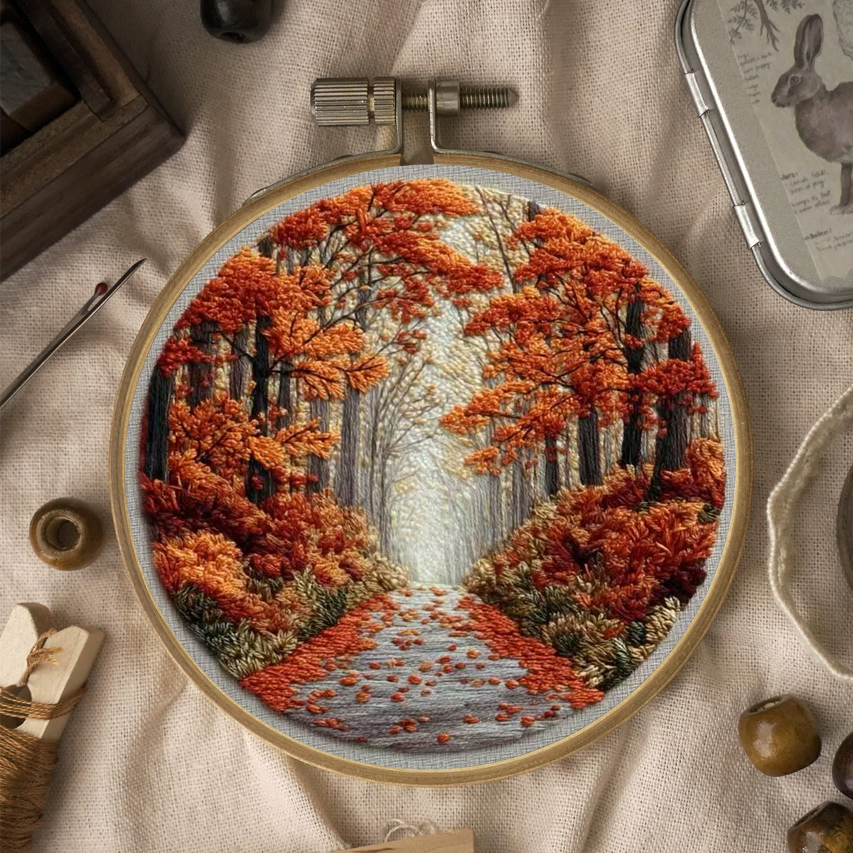 Rubbyoo Embroidery Kit - Autumn Forest Path | Elegant Home Decor Hanging | Beginner-friendly Diy - image 9