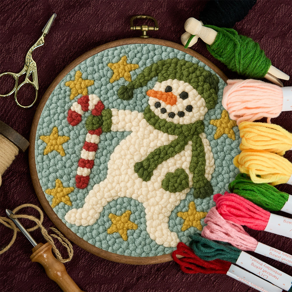 Whimsical Snowman Punch Needle Kit – Fun Holiday DIY Stitch Project | Playful Winter Decor - image 11