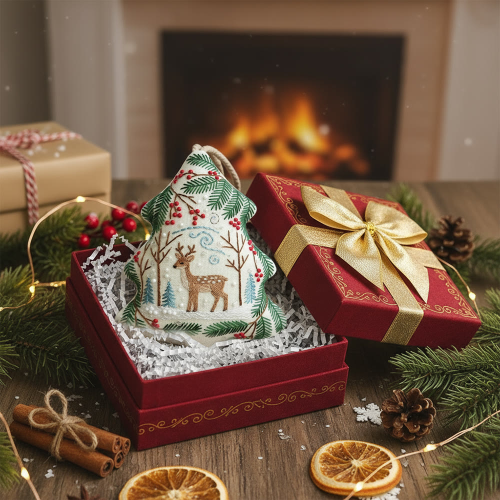 Rubbyoo Tree-shaped Embroidery Kit - Christmas Deer | Winter Animal Craft | Diy Holiday Craft - image 7