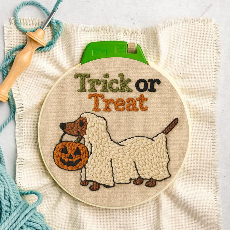 Trick Dog Punch Needle Kit - Creative Ghost Craft | Spooky Halloween Decoration - image 4