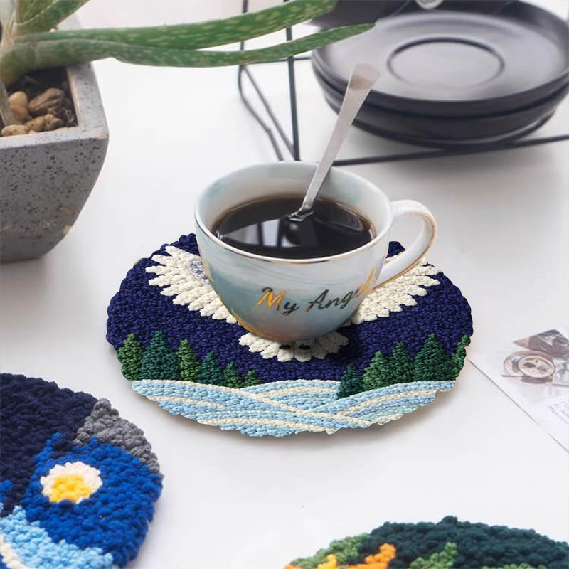 Snowy Night Owl Punch Needle Kit - Magical Handcraft Creation Whimsical | Home Styling Piece - image 5