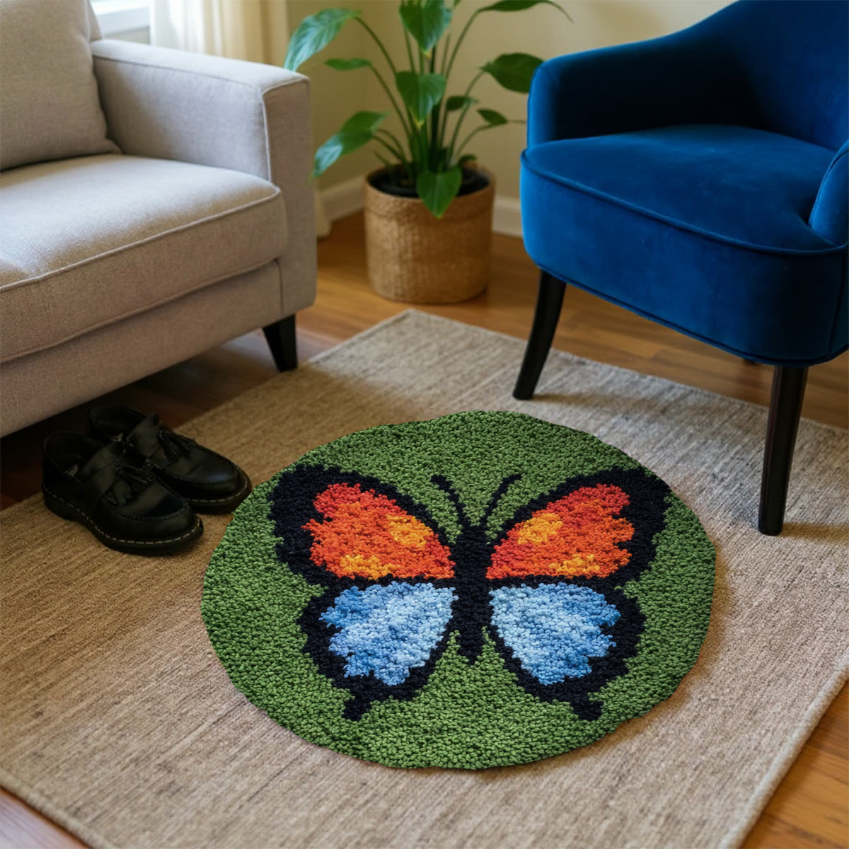 Rubbyoo Latch Hook Rug Kit - Colorful Butterfly | Creative Mat For Bathroom | Handmade Craft For Beginner  - image 4
