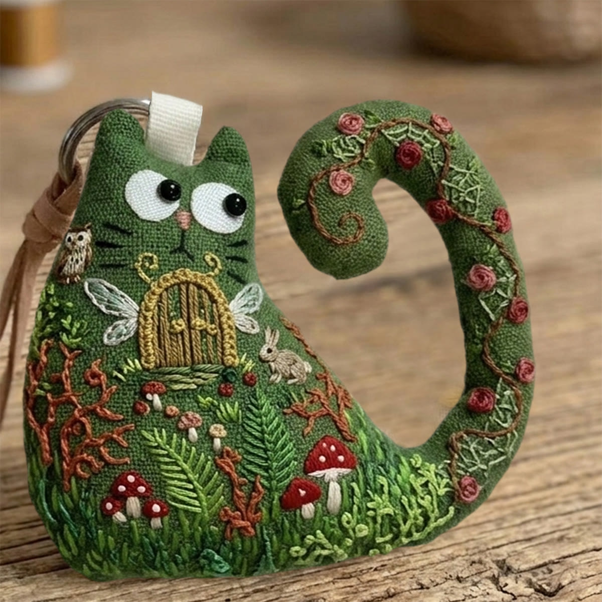 Rubbyoo Cat Embroidery Kit - Fairy Door In Secret Garden | Magic Gift For Kids | Fairycore Bag Pendant - image 10