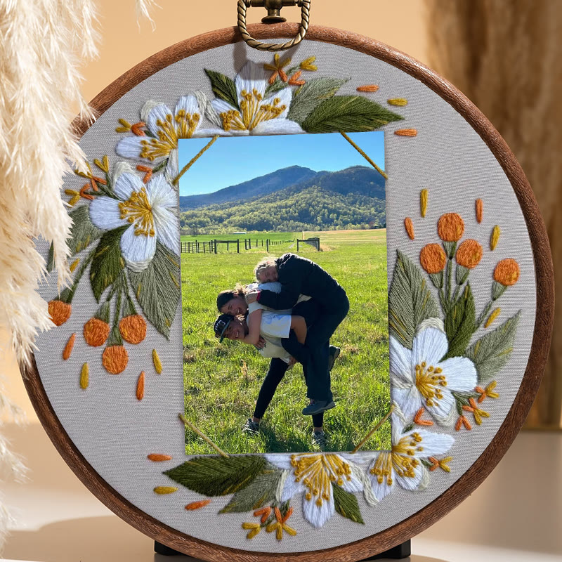 Rubbyoo Embroidery Photo Frame Kit - Beautiful White Flower | Handmade Anniversary Gift | Diy Picture Holder - image 5