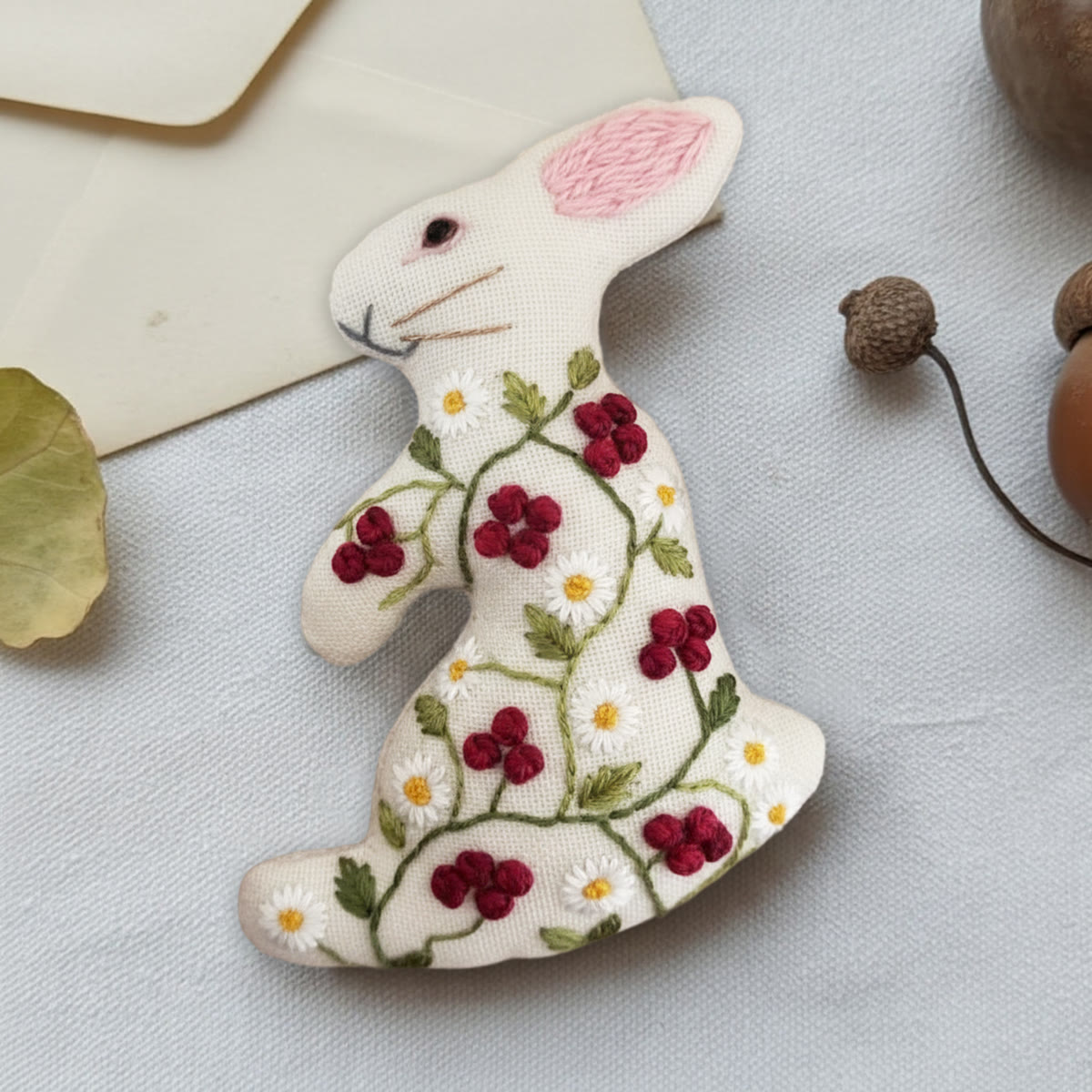 Rubbyoo Rabbit Embroidery Kit - Little Red Flower| Adorable Animal Craft | Nice Holiday Home Decor - image 10