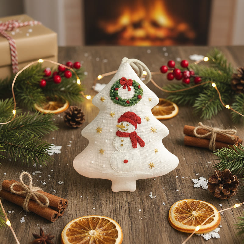 Rubbyoo Tree-shaped Embroidery Kit - Snowman | Winter Handmade Craft | Festive Home Accent - image 4