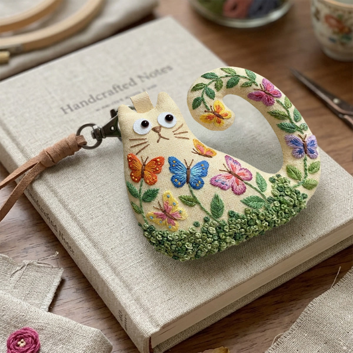 Rubbyoo Cat Embroidery Kit - Butterfly And Floral | Whimsical Gift For Her | Dreamy Nursery Decor - image 9