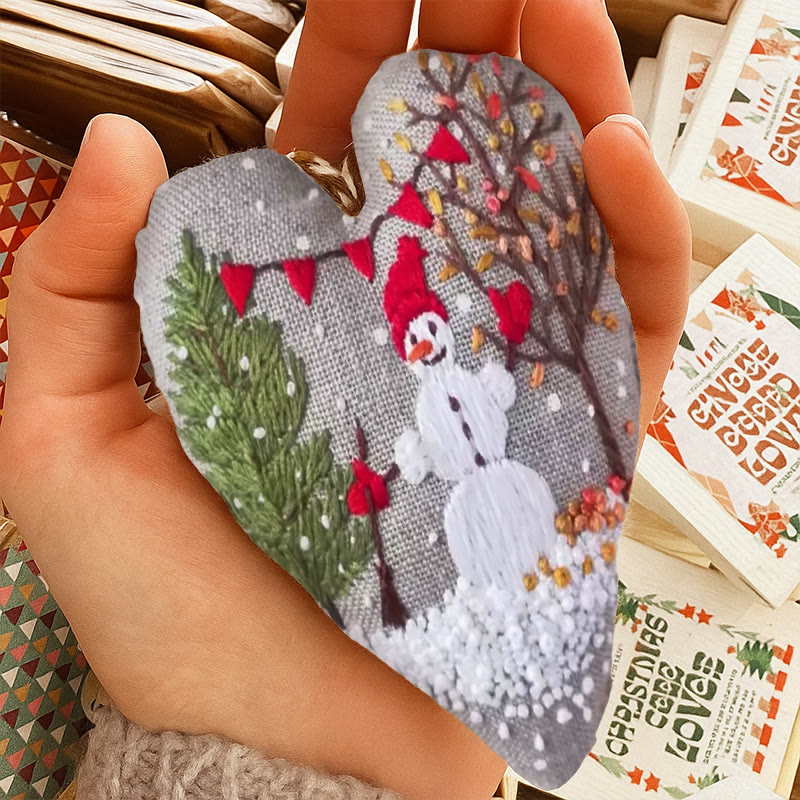 Rubbyoo Heart Embroidery Kit - Making Snowman | Unique Winter Craft | Christmas Hanging Decoration - image 8