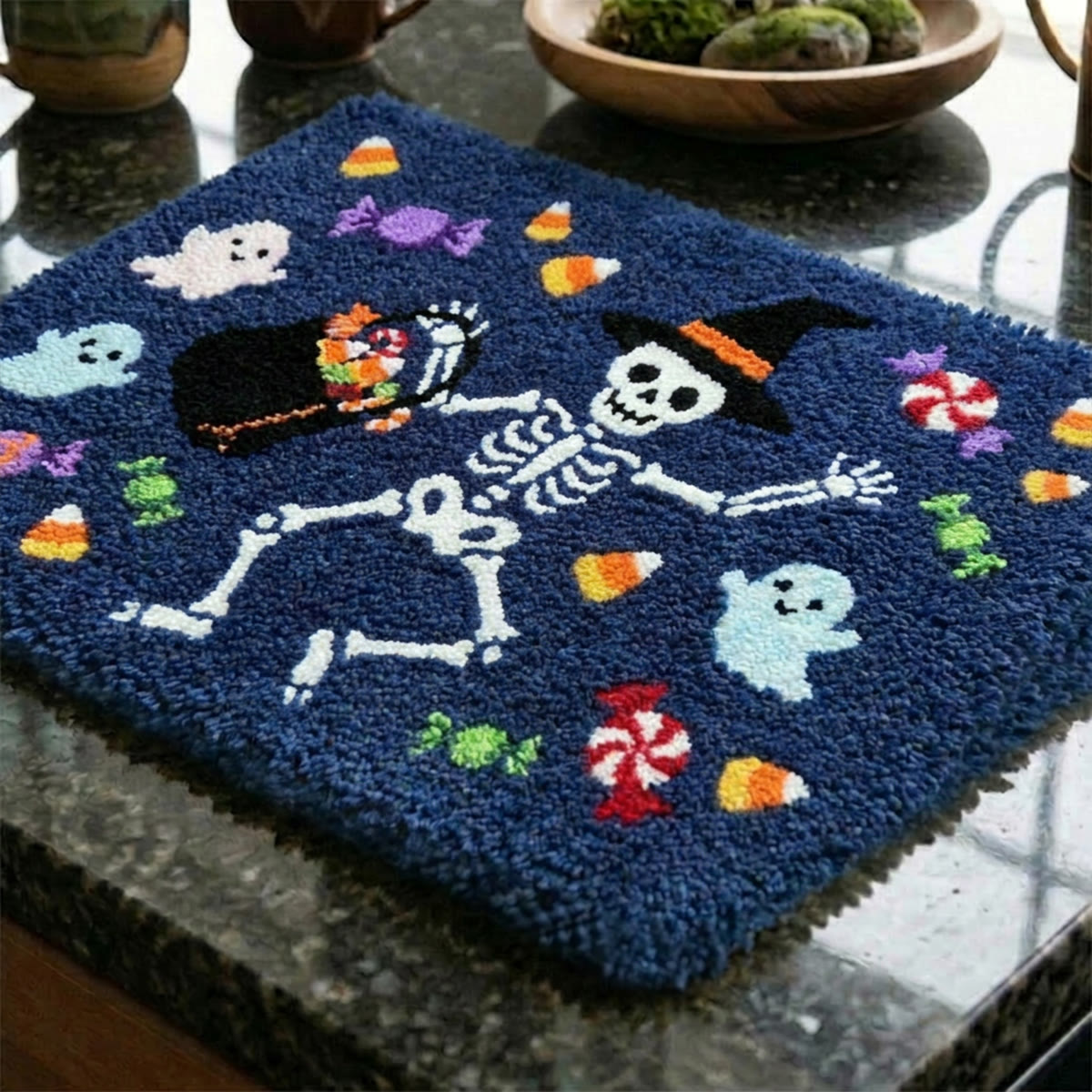 Rubbyoo Latch Hook Rug Kit - Dancing Skeleton | Classic Ghost & Phantom Pattern | Handmade Halloween Style Carpet - image 8
