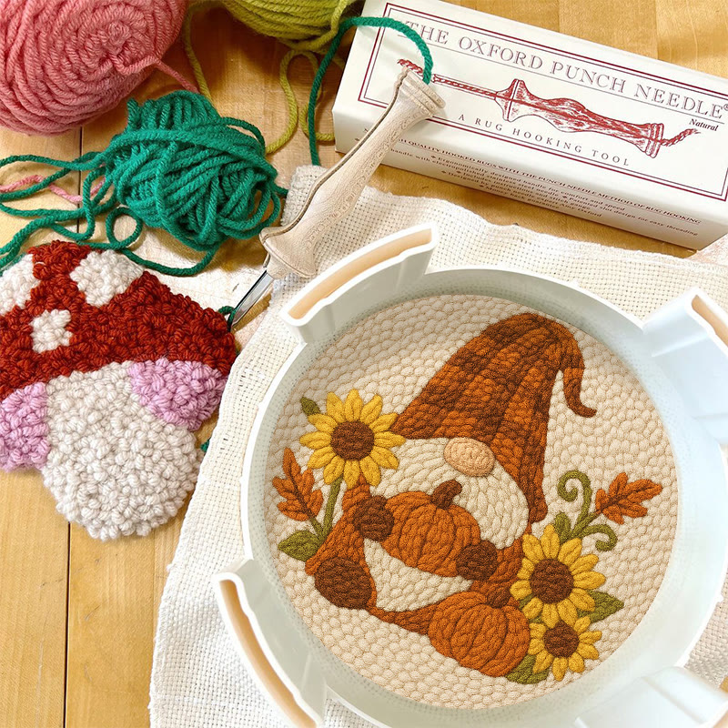 Sunflower Gnome Punch Needle Kit - Halloween Pumpkin Craft | Holiday Handmade Decor - image 9