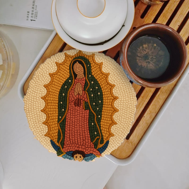  Praying Women Punch Needle Kit - Easy Handmade Art | Stitch Wall Hanging - 5 inch Coaster Kit - image 5