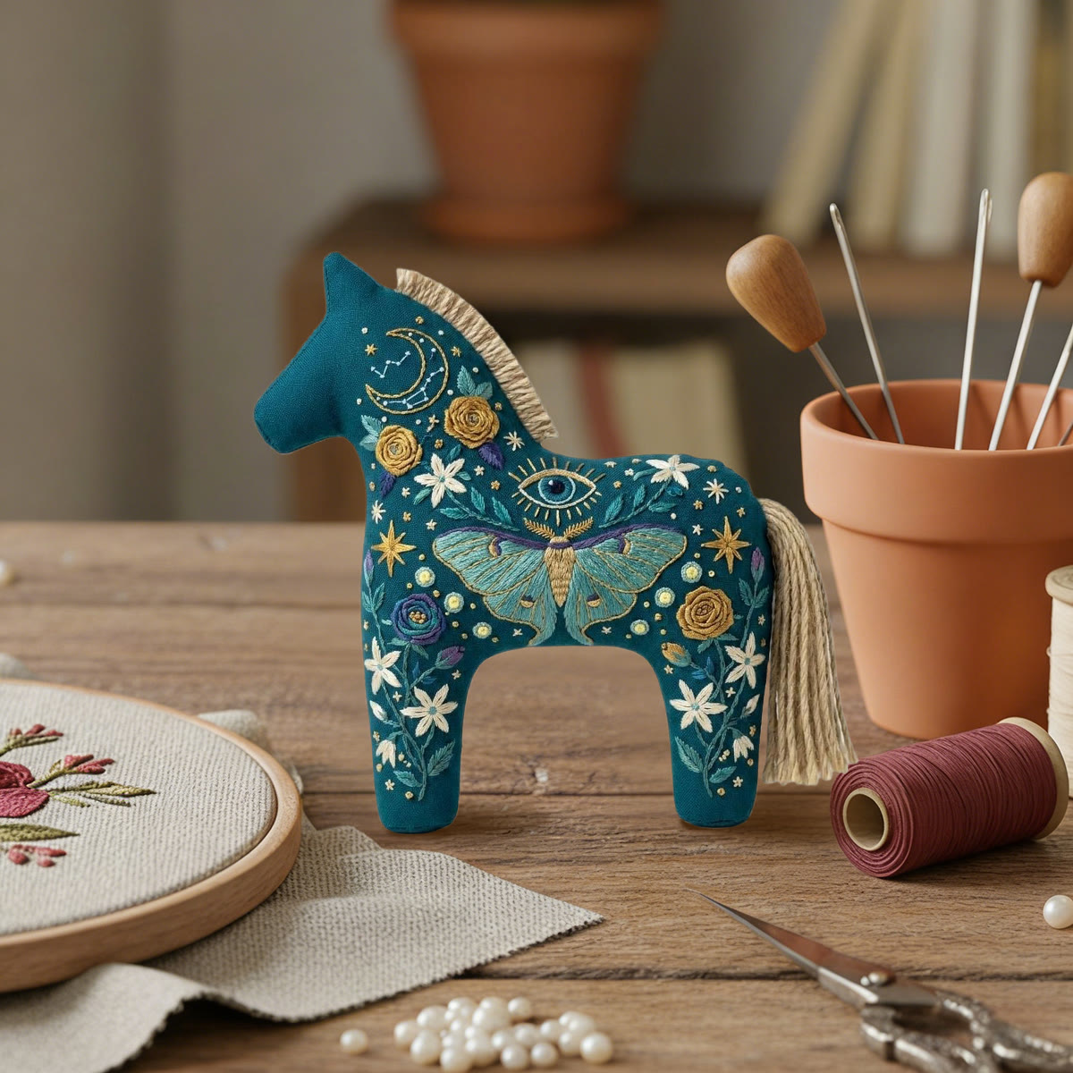 Rubbyoo Dala Horse Embroidery Kit - Luna Moth | Diy Handmade Craft | Witchy Purse Accessory - image 7
