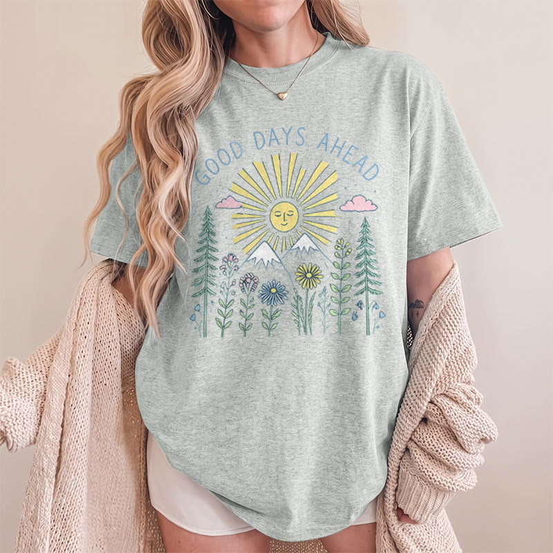 Rubbyoo “Good Days Ahead" Graphic Tee  - Suitable For Matching With Jeans | Trendy Celestial Crewneck Top - image 16
