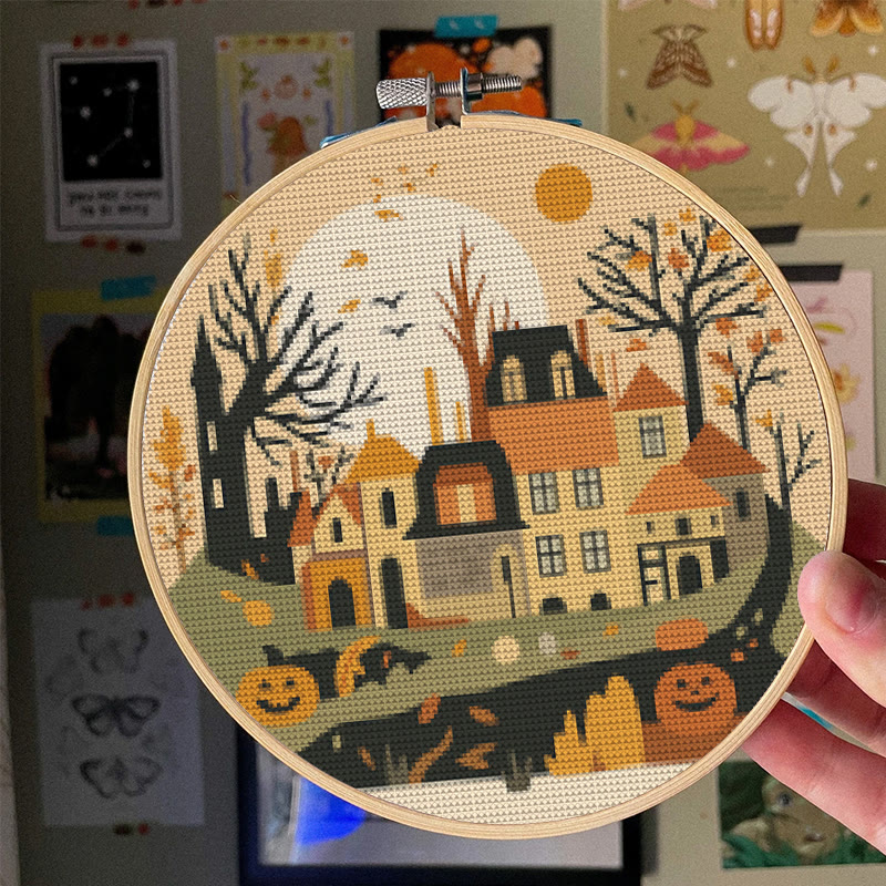  Cross Stitch Kit - Halloween Haunted House | Diy Holiday Ornament | Autumn Town Handicraft  - image 6
