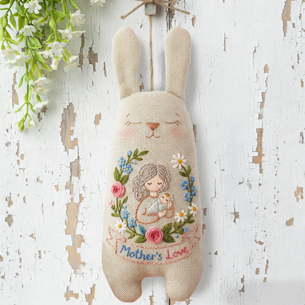 Rubbyoo Bunny Toy Embroidery Kit - Mother And Baby With Floral | Serene Craft | Heartwarming Family Gift - image 4