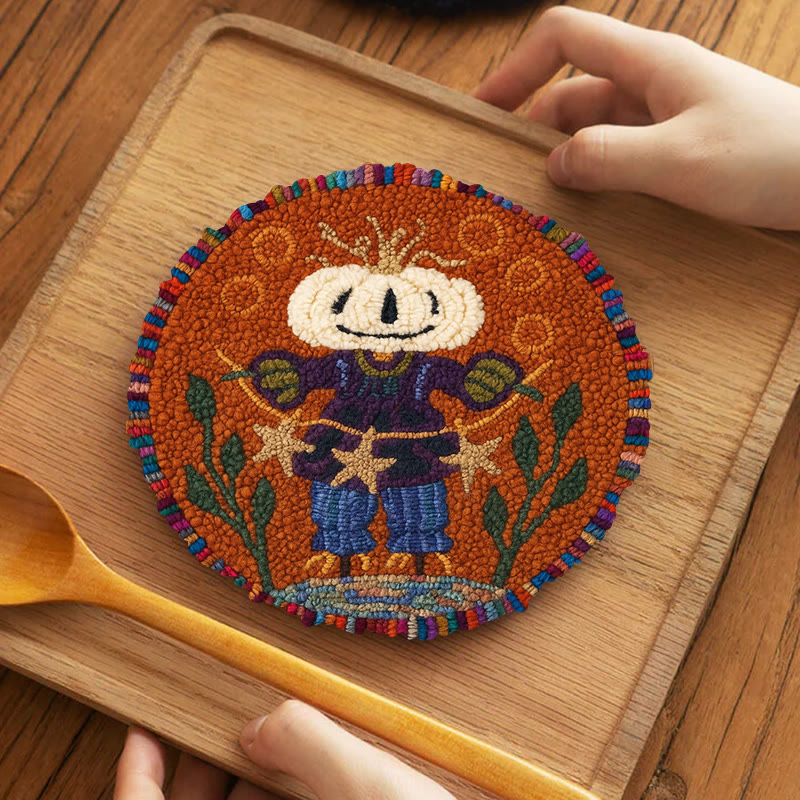 Pumpkin Scarecrow Punch Needle Kit - Creative Holiday Craft | Nice Gift For Home Decor - 5 inch Coaster Kit - image 10