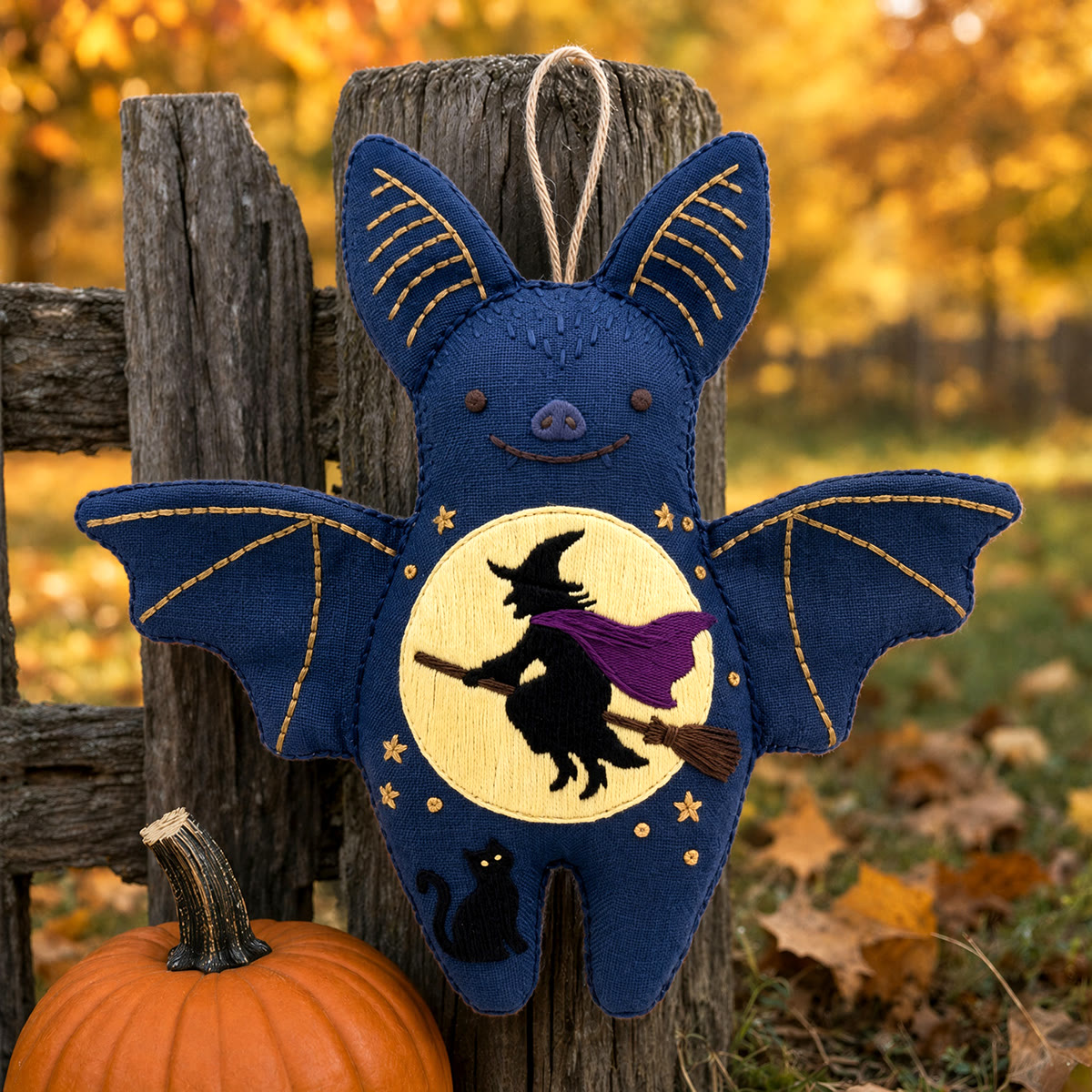 Rubbyoo Bat Embroidery Kit - Moonlit Flying Witch | Halloween Spooky Night Scene | Magical Starry Night - image 5