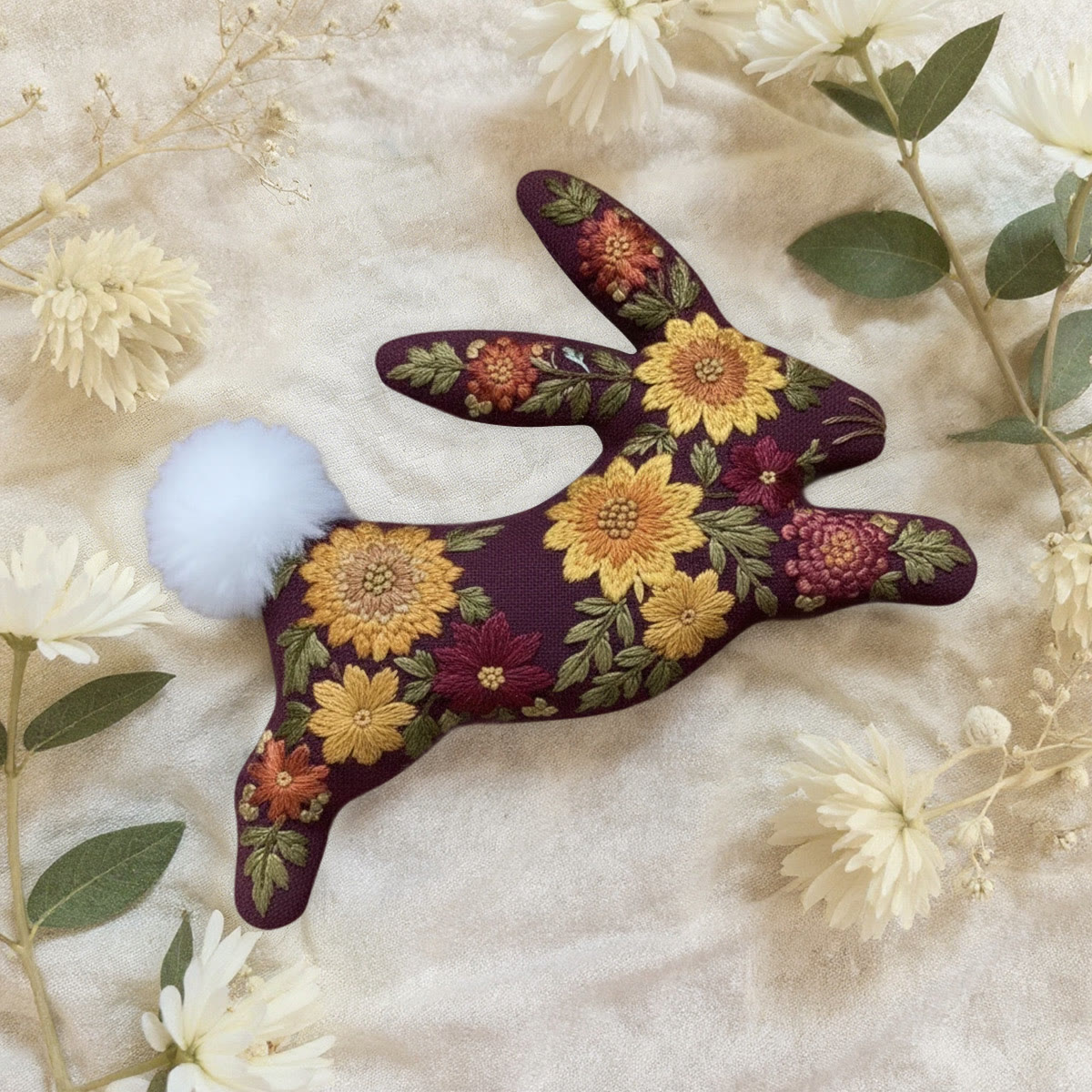 Rubbyoo Rabbit Embroidery Kit - Vibrant Flower | Creative Bunny Art | Nice Bagpack Ornament - image 6