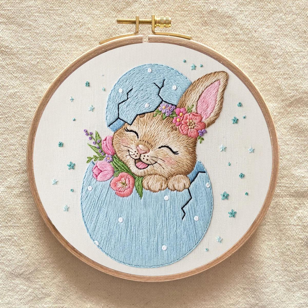 Rubbyoo Embroidery Kit - Easter Bunny | Embroidery Rabbit Pattern | Diy Spring Decoration - image 7