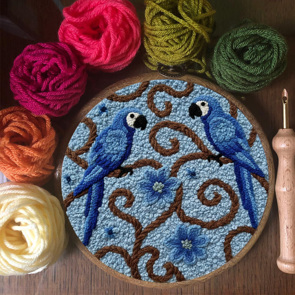 Blue Macaw Vine Floral Punch Needle Kit – Creative Handmade Diy Project | Exquisite Decorative Ornament - image 11