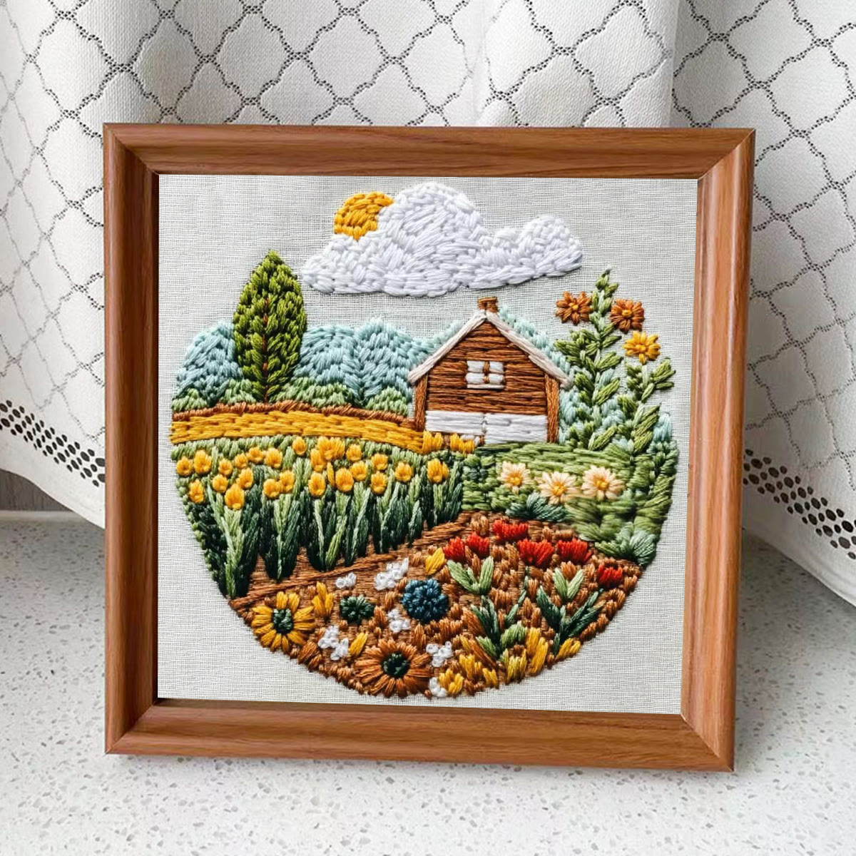 Rubbyoo Embroidery Kit - Pastoral Scenery | Diy Landscape Craft | Easy Art Hoop Kit  - Embroidery Kit Plus An Extra Frame - image 12
