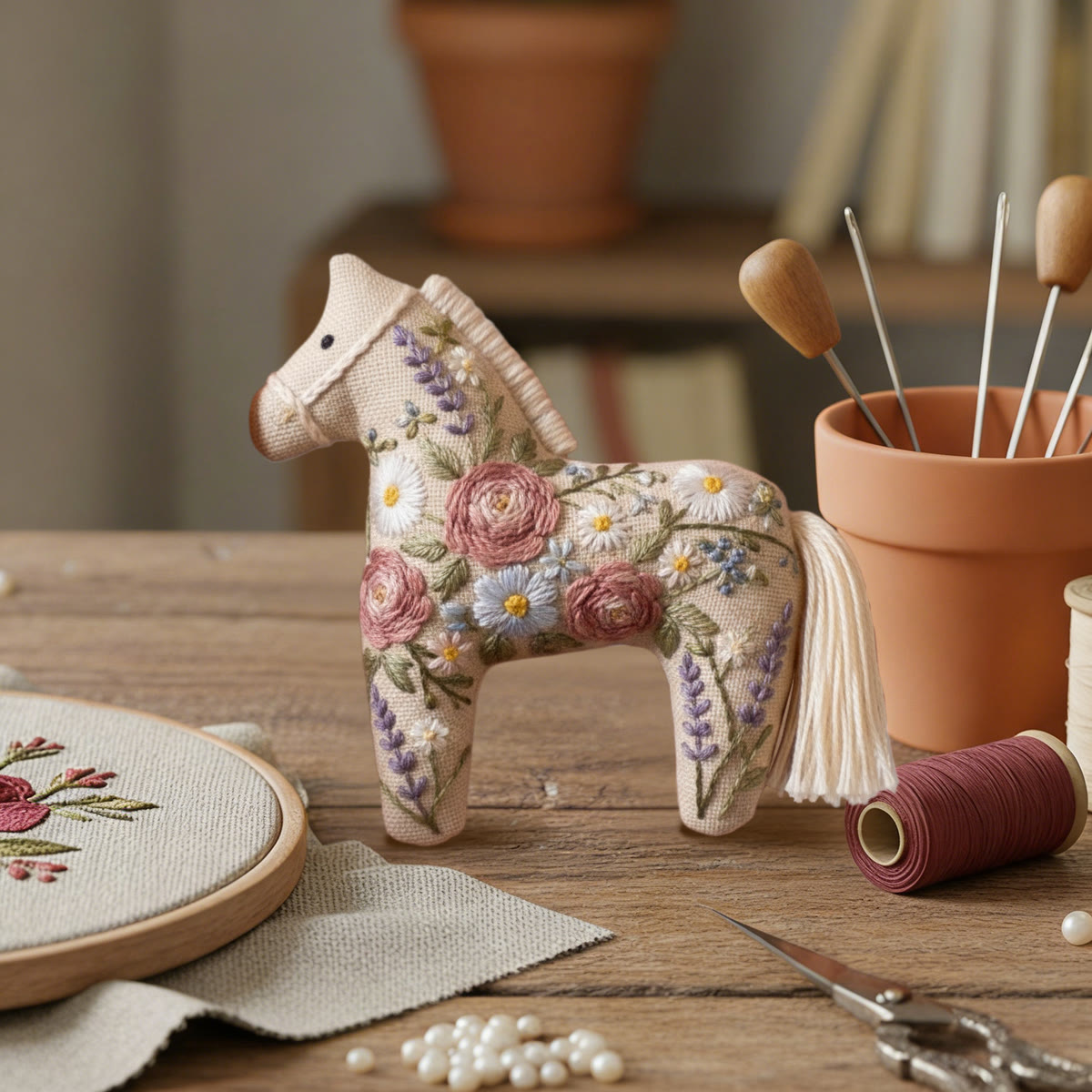 Rubbyoo Dala Horse Embroidery Kit - Charming Rose | Floral Handmade Craft | Nice Decorative Art - image 6