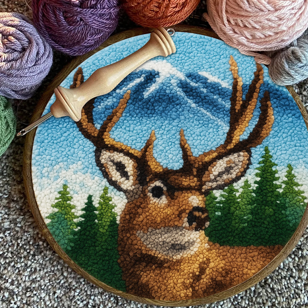 King Of Milu Deer Punch Needle Kit - Diy Animal Handmade Craft | Perfect Art For Home Decor - image 8