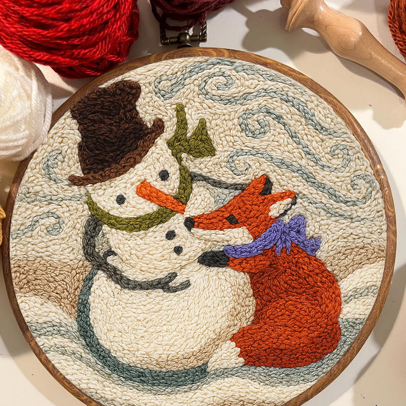 Fox And Snowman Punch Needle Kit - Winter Animal Artwork | Unique Christmas Collection  - image 8