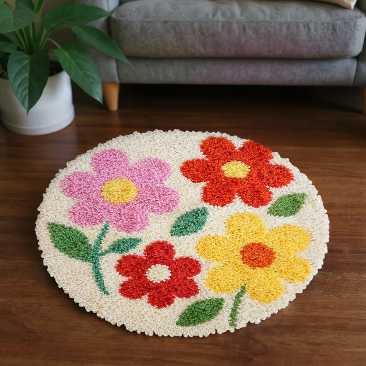 Rubbyoo Latch Hook Rug Kit - Colorful Flowers | Botanical Accent Rug | Diy Gift For Her - image 4