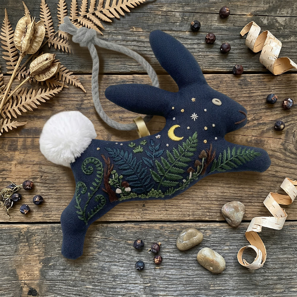 Rubbyoo Rabbit Embroidery Kit - Fern And Berry Bush | Serene Craft | Elegant Home Embellish - image 5