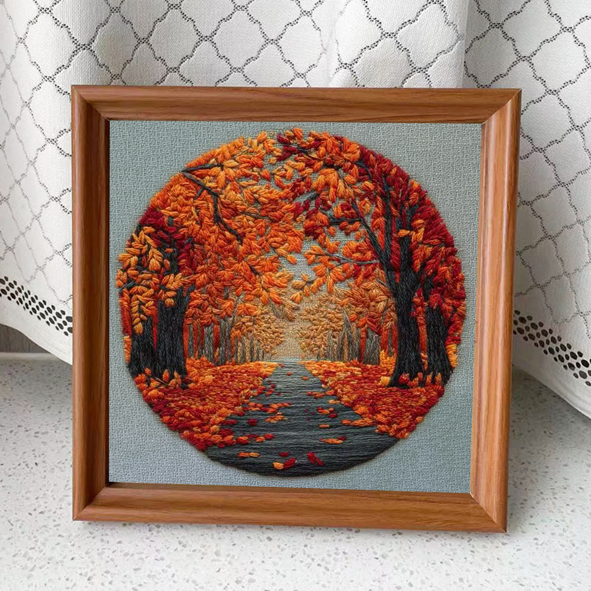 Rubbyoo Embroidery Kit - Autumn View | Nature Needle Art | Handmade Desk Decor - Embroidery Kit Plus An Extra Frame - image 10