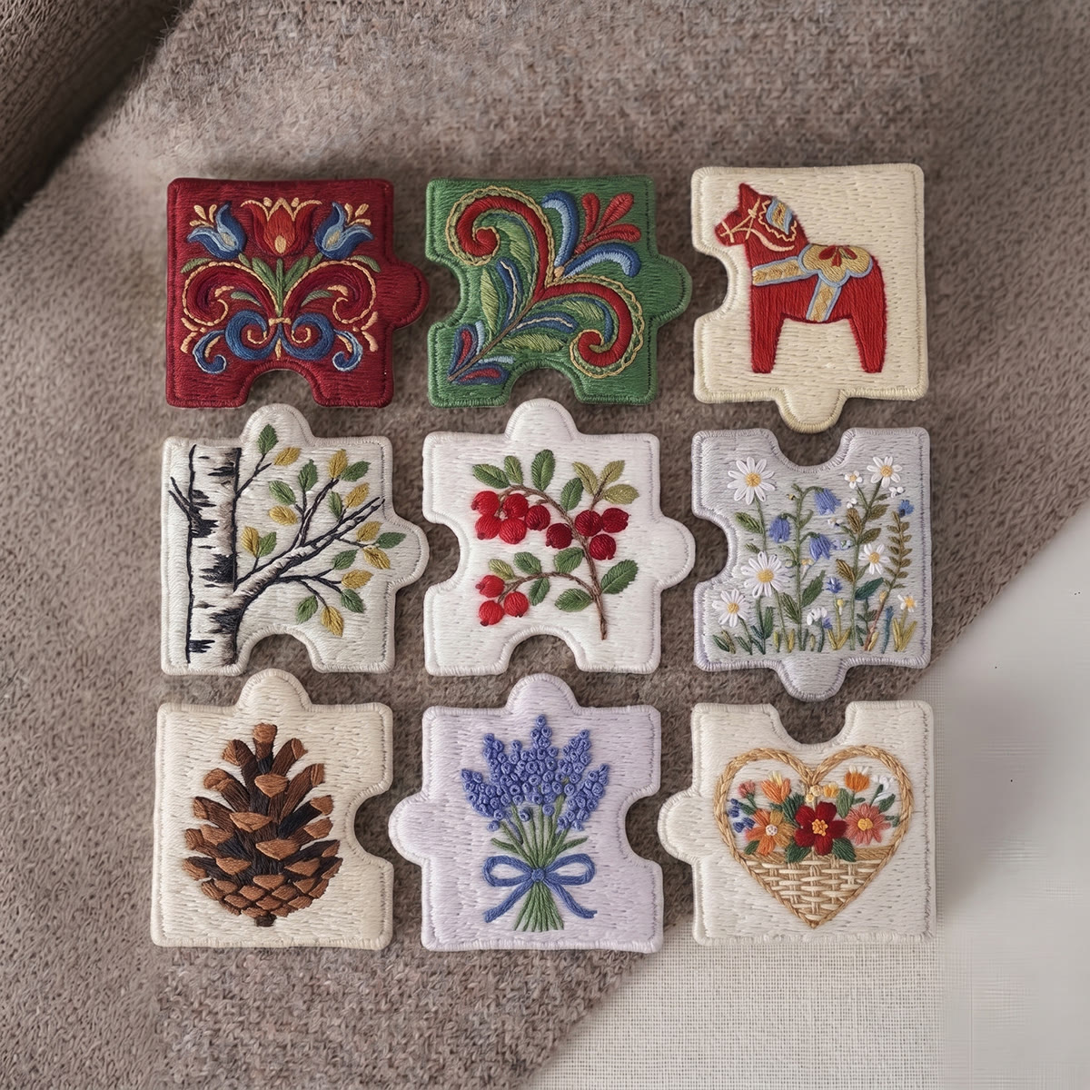 Rubbyoo Diy Magnet & Brooch Embroidery Puzzle Kit - Lavender Pinecone Wildflower Textile | Cozy Home Styling - image 5