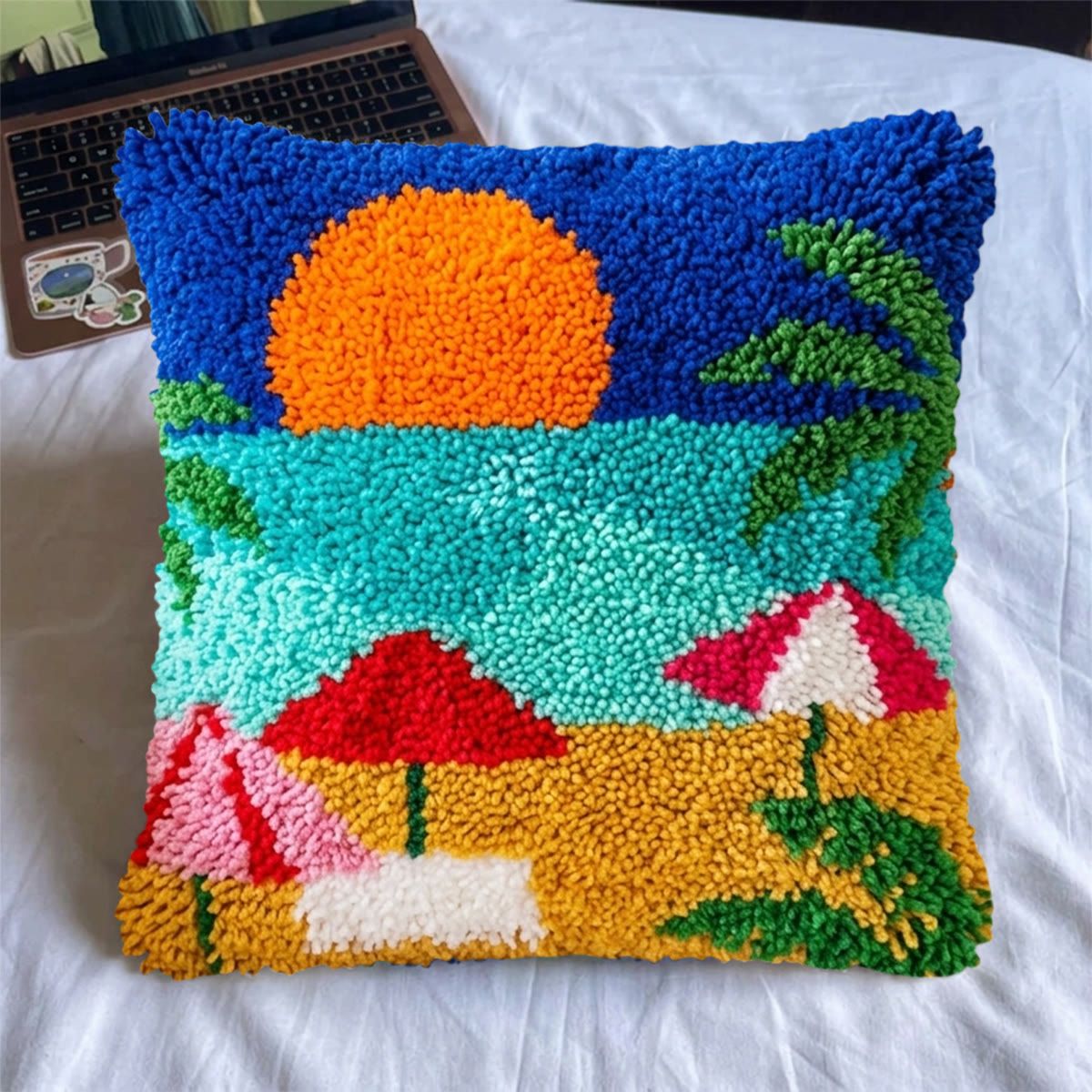 Rubbyoo Latch Hook Pillow Kit - Summer Beach | Perfect For Craft Lover | Unique Mother Gift  - image 4