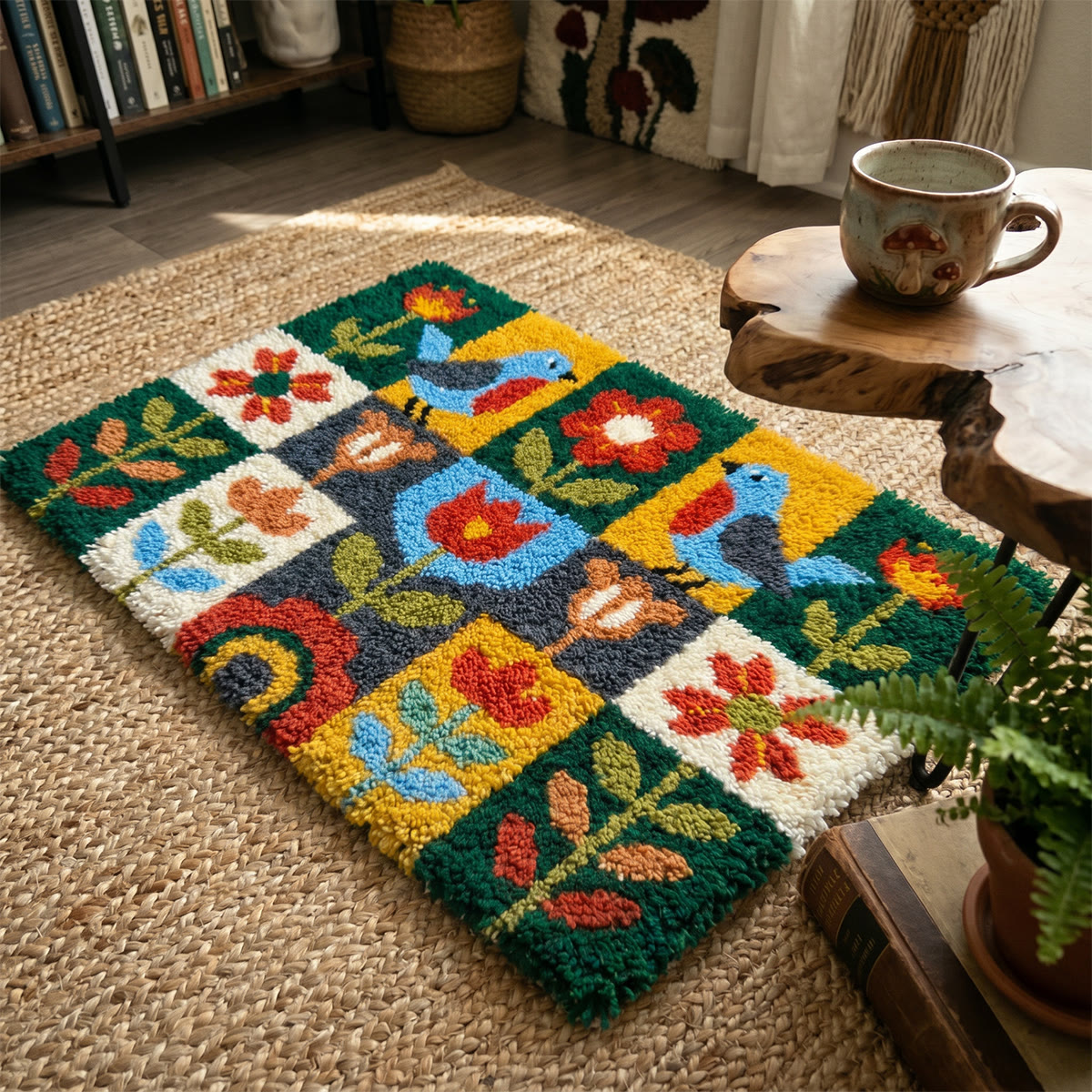 Rubbyoo Latch Hook Rug Kit - Colorful Bird And Tulip | Gift For Handmade Art Lover | Living Room Accent - image 8