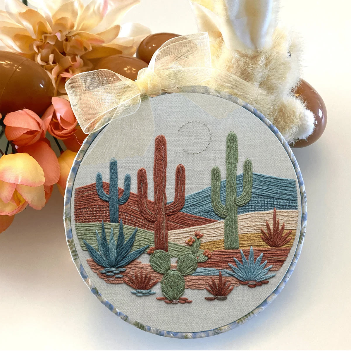 Rubbyoo Embroidery Kit - Desert Cactus Moonlit Landscape | Bohemian Home Accent | Colorful Scenic Creation - image 6