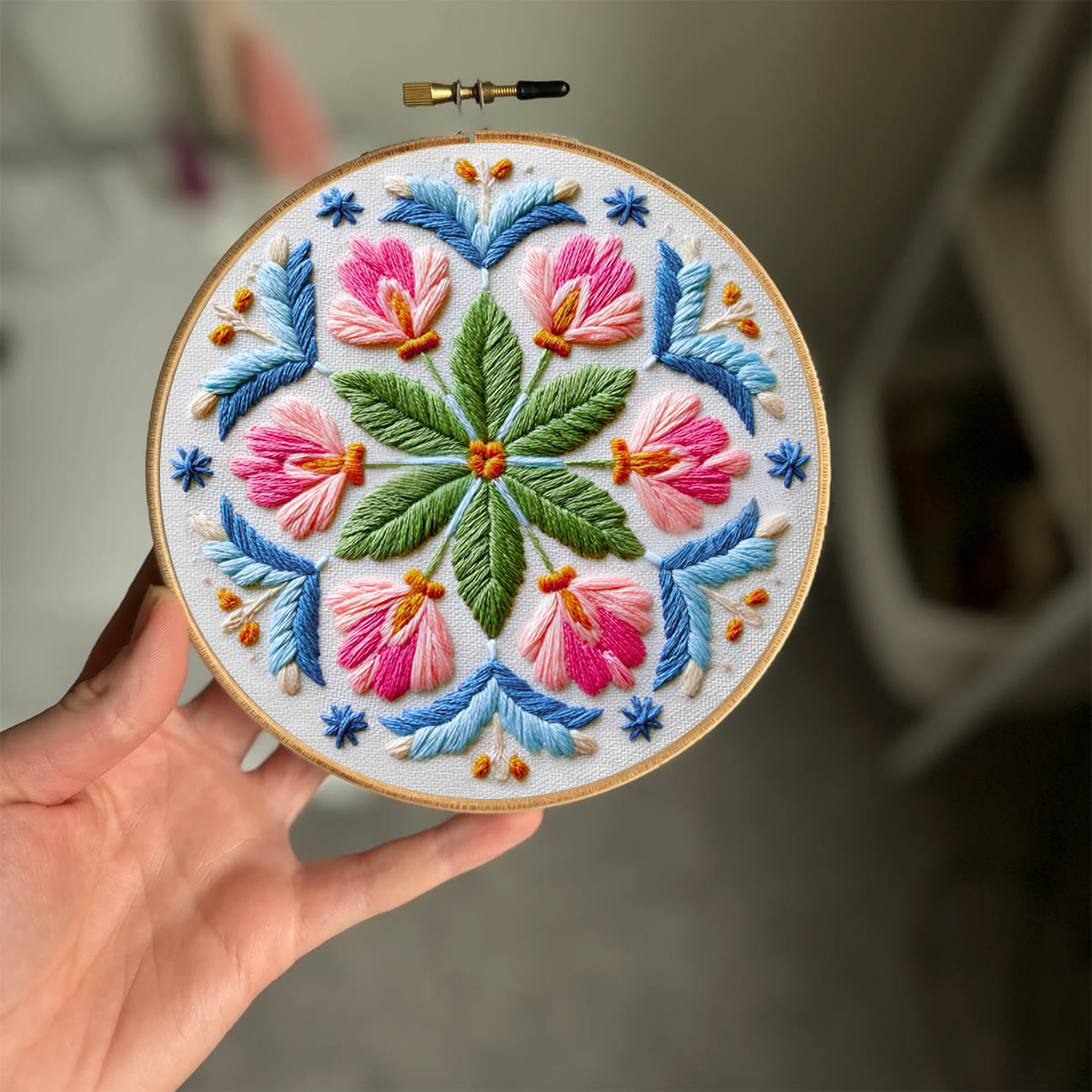 Rubbyoo Embroidery Kit - Floral Mandala | Easy Stitch Art | Perfect Craft For Diy Beginner  - image 4