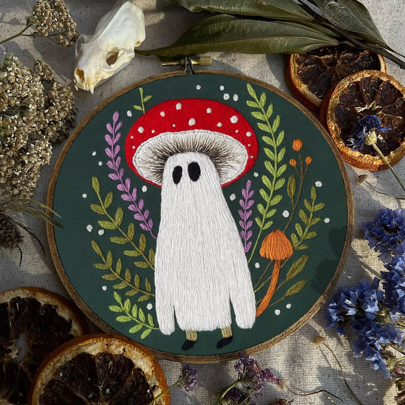 Rubbyoo Embroidery Kit - Red Mushroom Ghost | Unique Helloween Craft | Diy Handmade Needlework - image 7