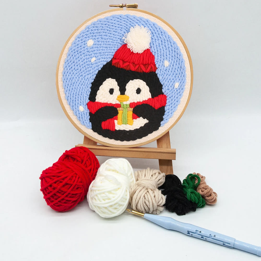 Christmas Penguin Punch Needle Kit - Diy Craft For Adults And Kids | Christmas Decorations - image 10