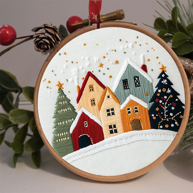 Rubbyoo Embroidery Kit - Village Snowscape | Festive Christmas Gift | Hand Embroidery Stitch Art - image 5