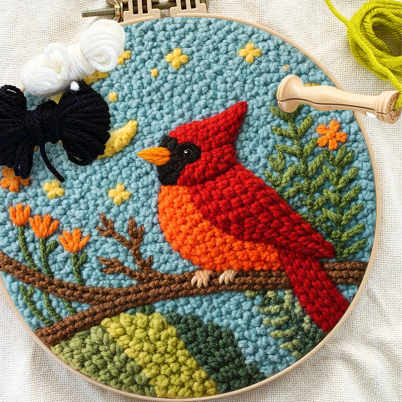 Moonlit Red Cardinal Punch Needle Kit – Thoughtful Gift for Her | Elegant Cozy Home Decor - image 12