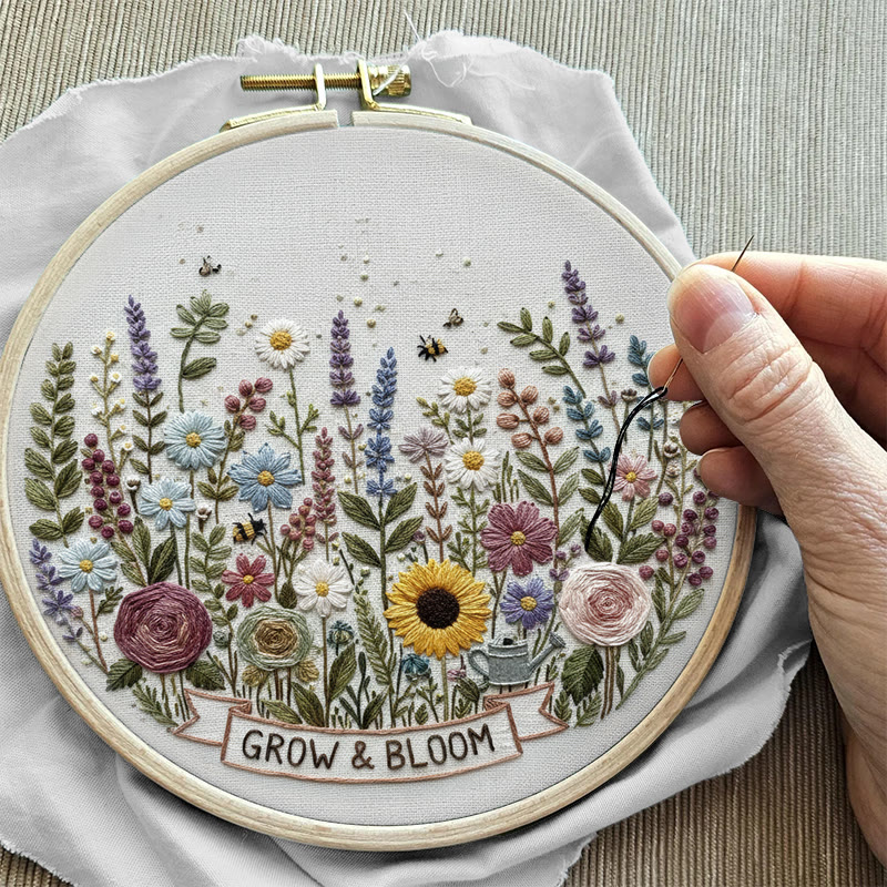 Rubbyoo Embroidery Kit - Blooming Garden With Sunflowers | Whimsical Floral Art | Ideal For Diy Crafters - image 11