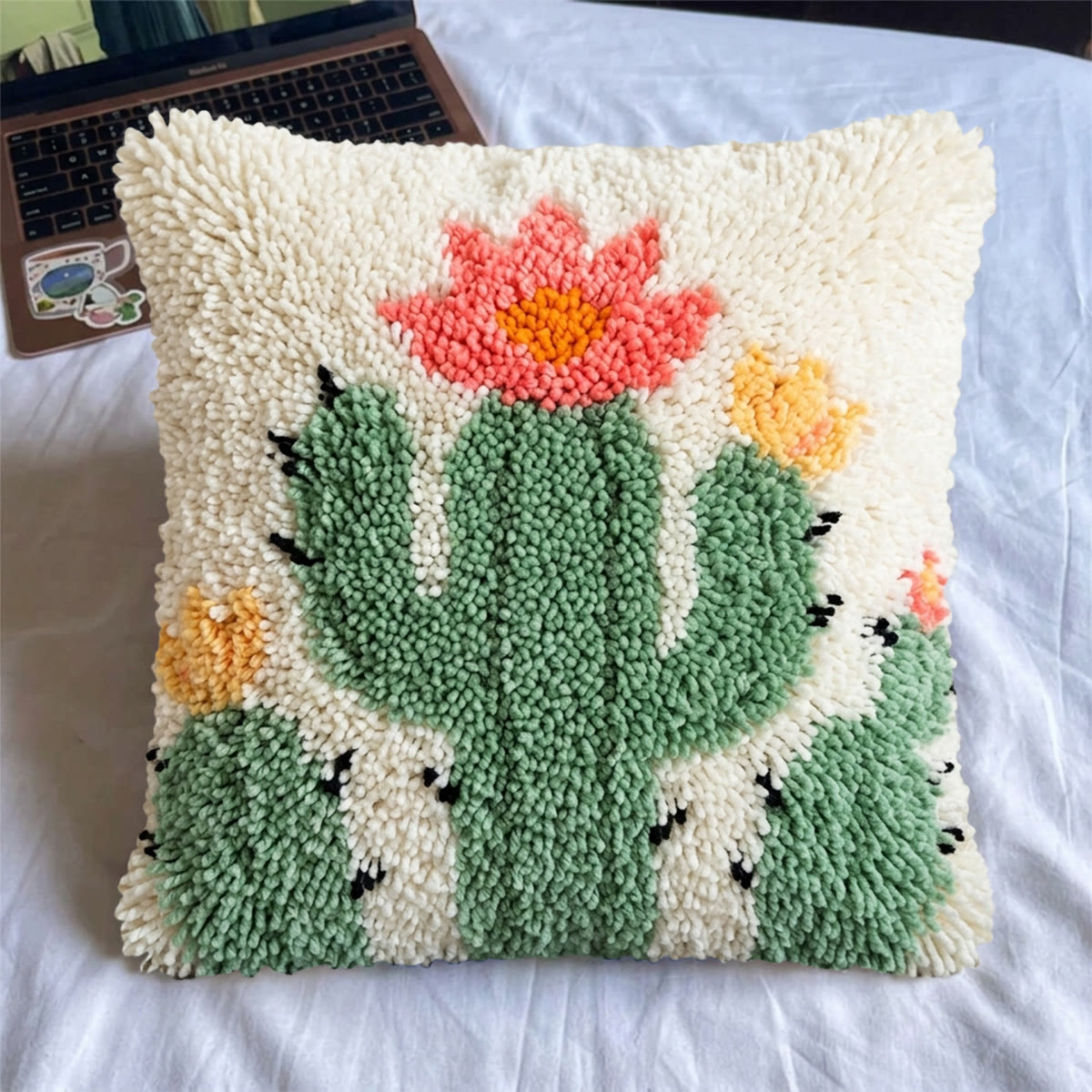 Rubbyoo Latch Hook Pillow Kit - Blooming Cactus | Handmade Throw Pillows | Perfect Housewarming Gift  - image 6