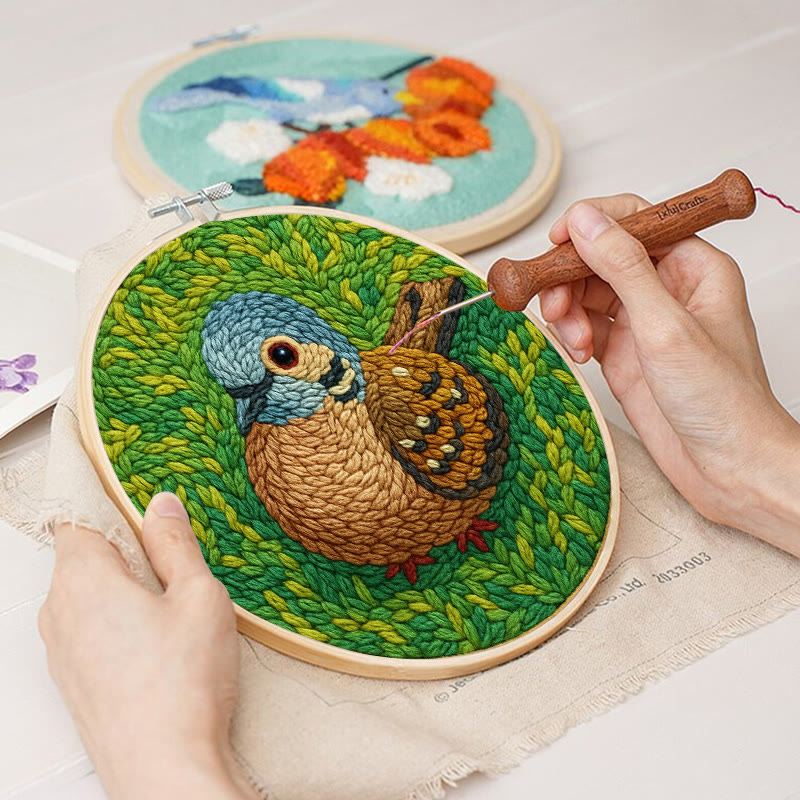 Little Sparrow Punch Needle Kit - Animal Yarn Craft | Relaxing Handmade Artwork - image 7