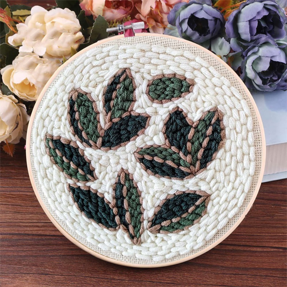 Leaf Punch Needle Kit - Diy Punch Needle Coaster | Handmade Sewing Art  | Beginner Yarn Craft  - image 7