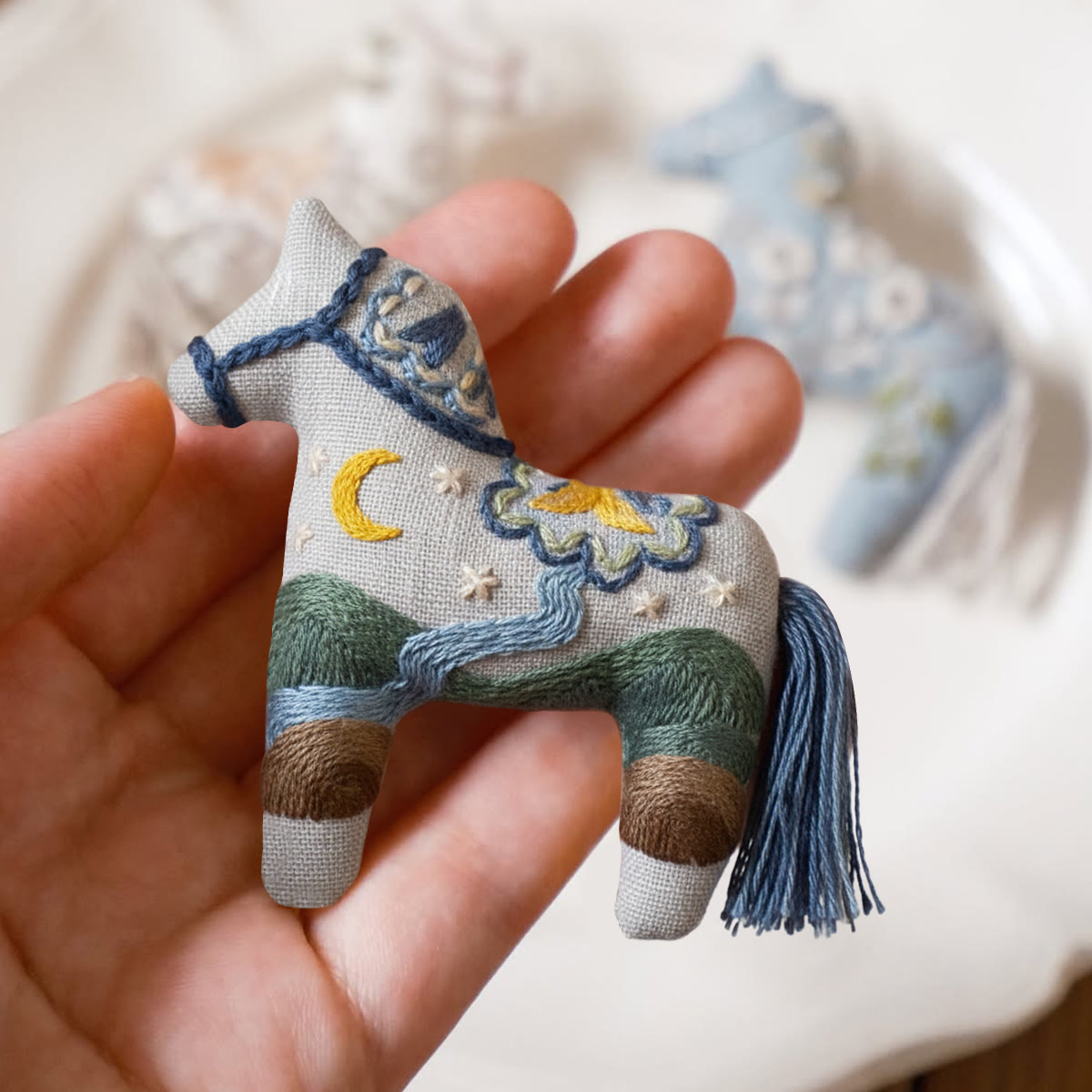 Rubbyoo Horse Embroidery Kit - Shining Night | Creative Landscape Craft | Diy Car Pendant - image 8
