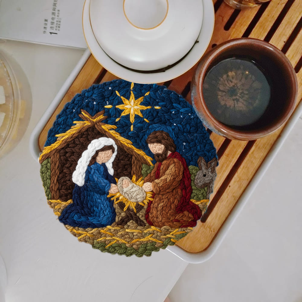 Christmas Nativity Scene  Punch Needle Kit - Religious Christmas Doormat | Handmade Needle Gift - 5 inch Coaster Kit - image 11