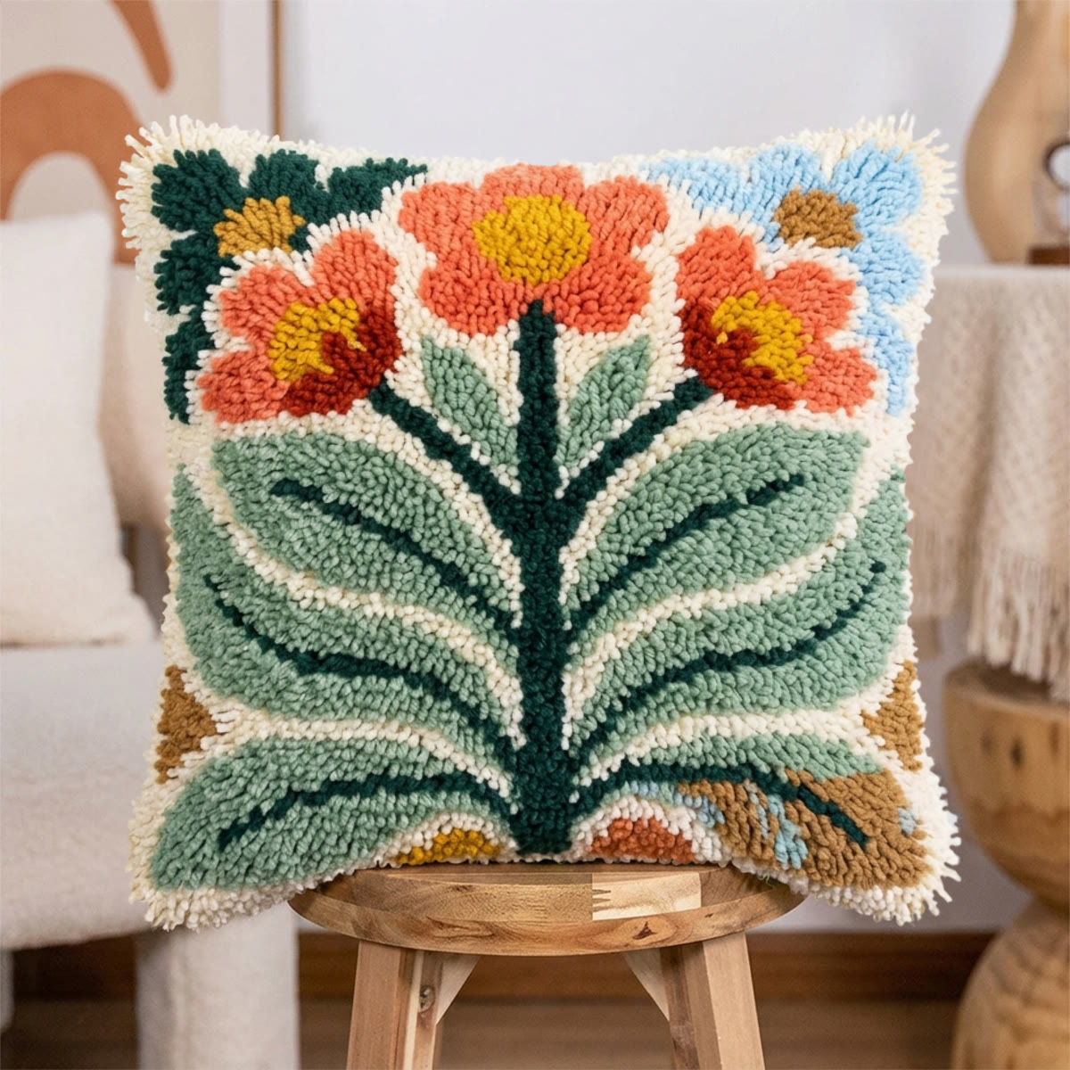 Rubbyoo Latch Hook Pillow Kit - Blooming Floral | Birthday Gift For Her | Home Decor For Sofa Bed - image 7