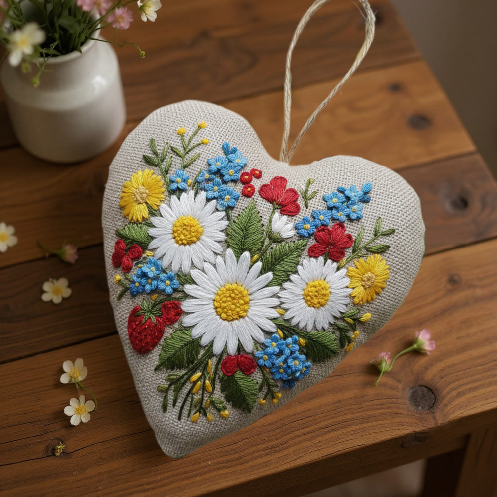 Rubbyoo Heart Embroidery Kit - Daisy Love | Floral Needle Craft | Easy Handmade Project - image 9