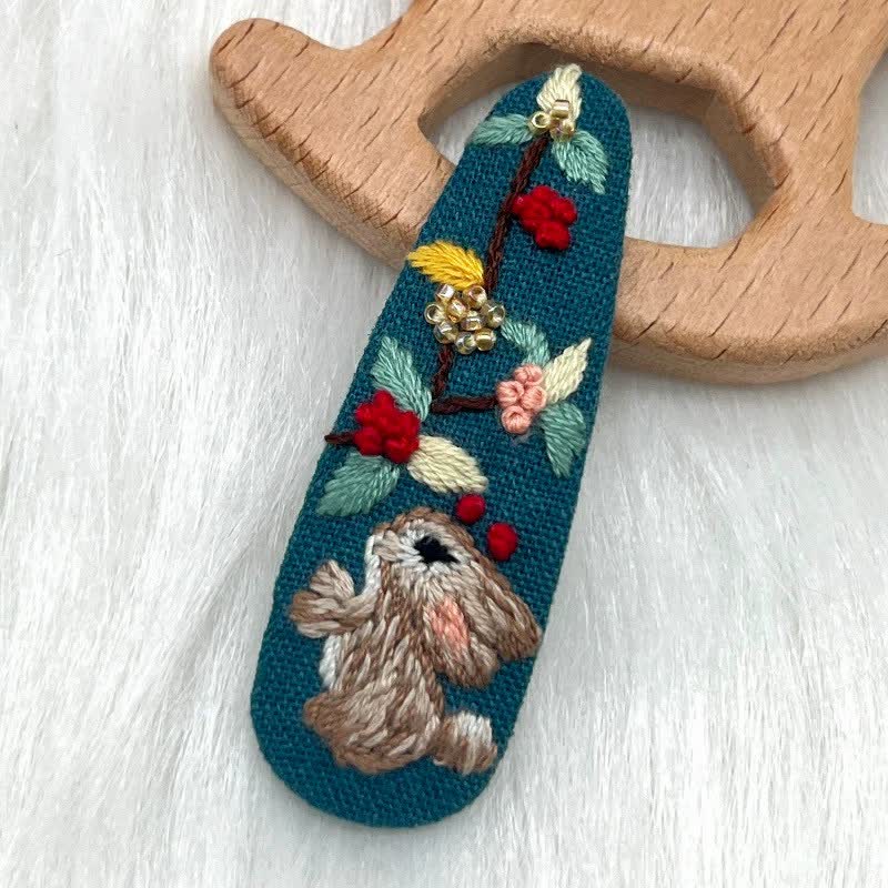 Embroidered hair clip DIY handmade material bag hair accessory headpiece - image 17